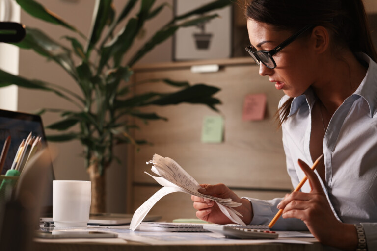 Homeowner checking bills