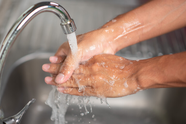 Man washing hands