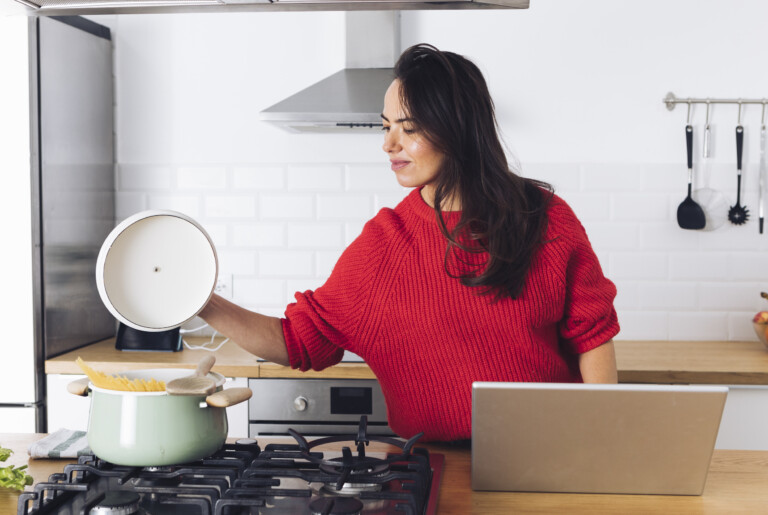 woman cooking at home