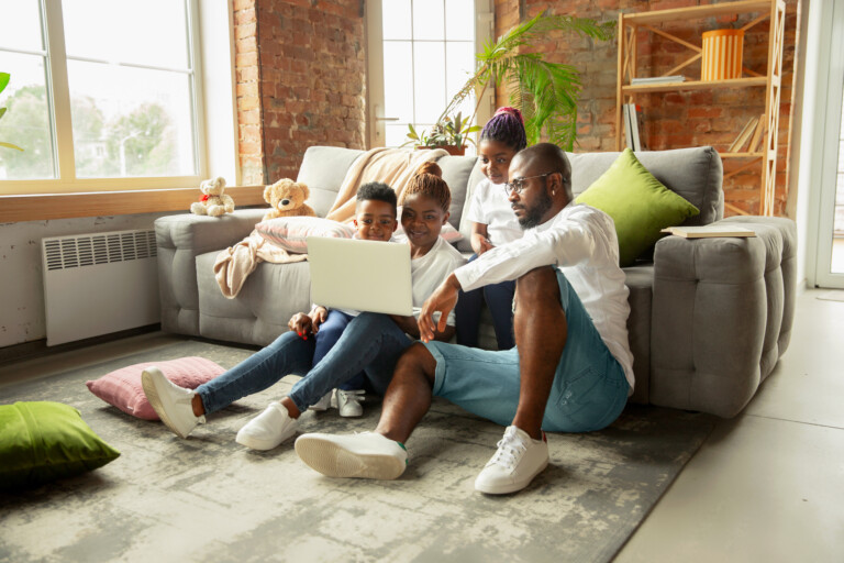 Young family at home